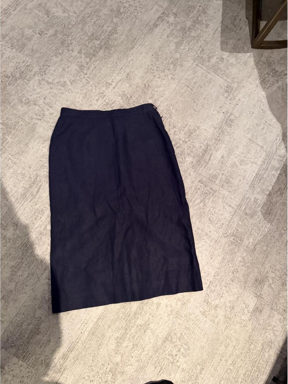 Vintage Ralph Lauren Navy Linen Midi Skirt 29” waist